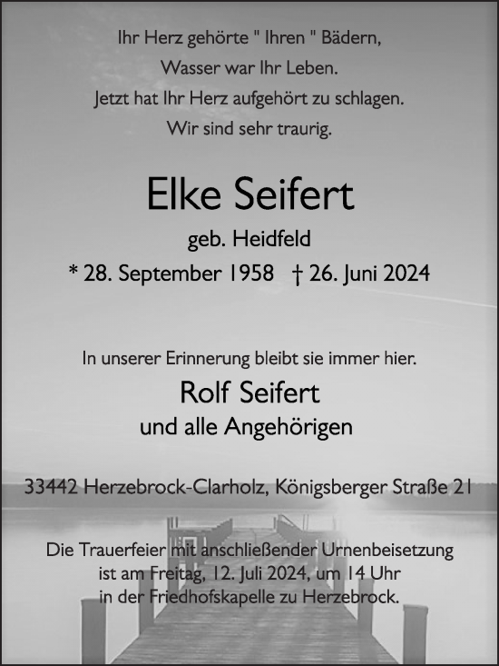 Traueranzeige von Elke Seifert von Die Glocke