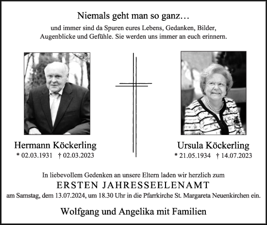 Traueranzeige von Hermann Köckerling von Die Glocke