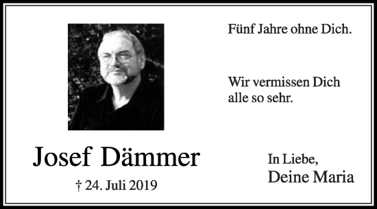 Traueranzeige von Josef Dämmer von Die Glocke