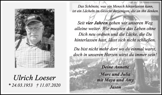 Traueranzeige von Ulrich Loeser von Die Glocke