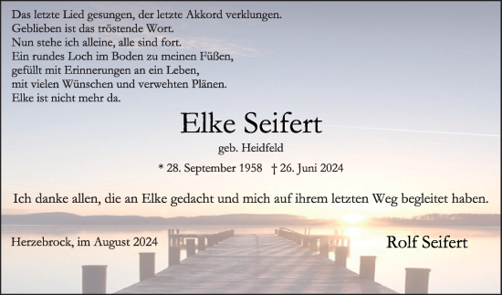 Traueranzeige von Elke Seiferz von Die Glocke