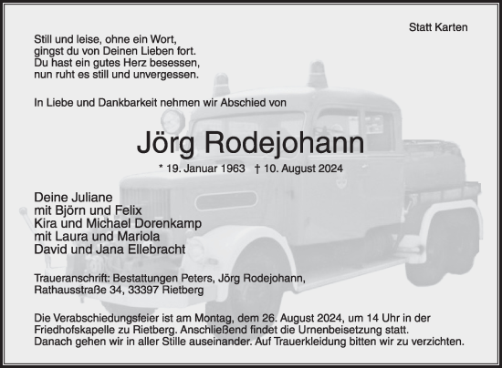 Traueranzeige von Jörg Rodejohann von Die Glocke