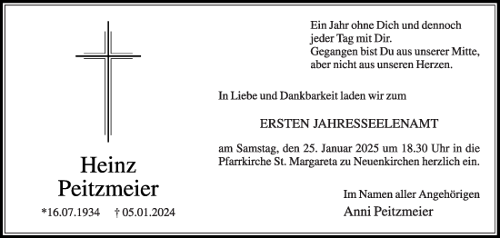 Traueranzeige von Heinz Peitzmeier von Die Glocke