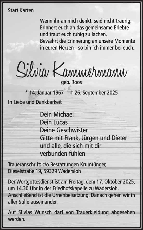Traueranzeige von Silvia Kammermann von Die Glocke
