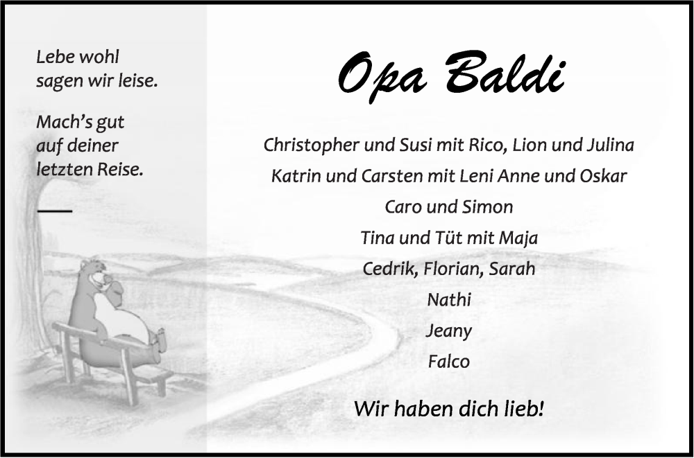 Traueranzeige für Balthasar Vorbeck vom 15.11.2025 aus Die Glocke