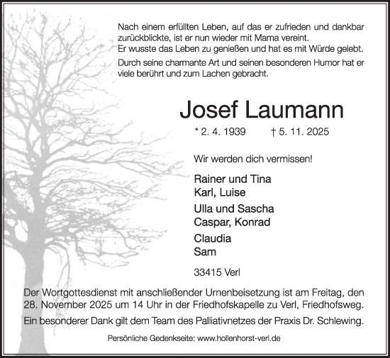 Traueranzeige von Josef Laumann von Die Glocke