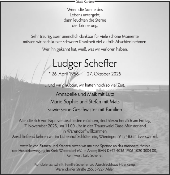 Traueranzeige von Ludger Scheffer von Die Glocke