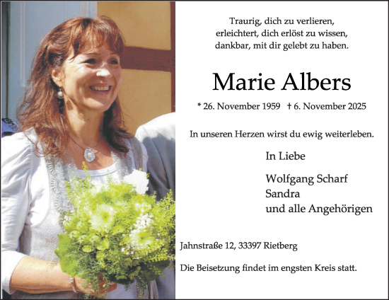 Traueranzeige von Marie Albers von Die Glocke