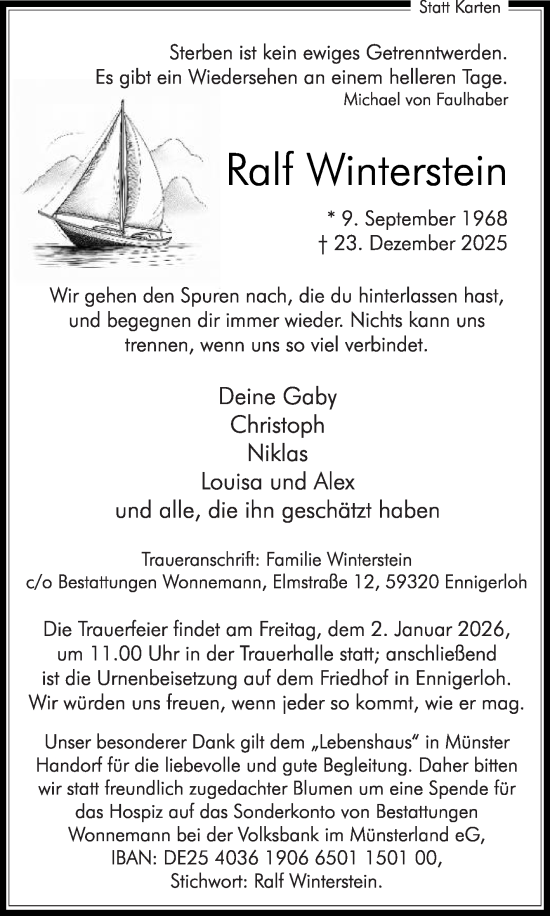 Traueranzeige von Ralf Winterstein von Die Glocke