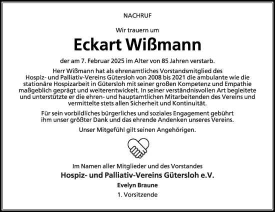Traueranzeige von Eckart Wißmann von Die Glocke