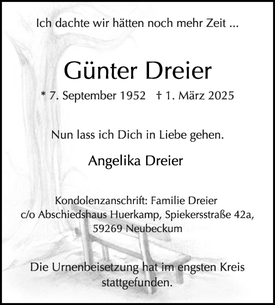 Traueranzeige von Günter Dreier von Die Glocke