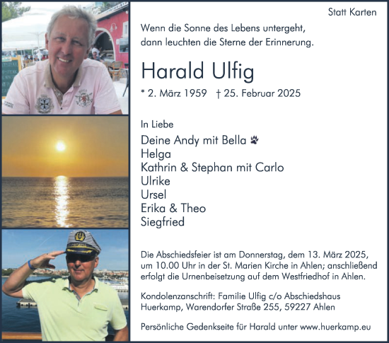 Traueranzeige von Harald Ulfig von Die Glocke