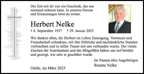Traueranzeige von Herbert Nelke von Die Glocke
