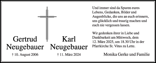 Traueranzeige von Karl Neugebauer von Die Glocke