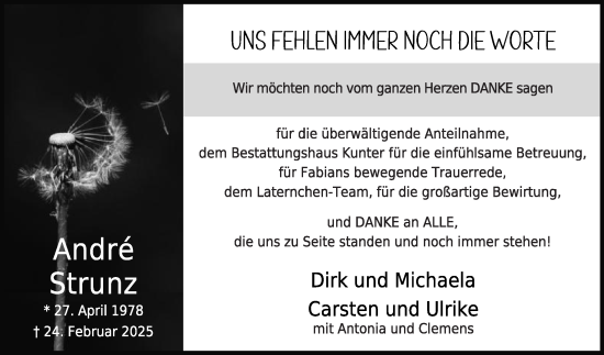 Traueranzeige von Andre Strunz von Die Glocke