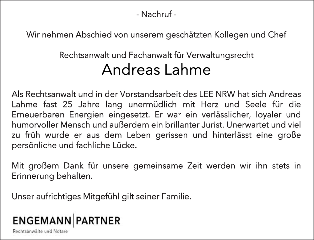  Traueranzeige für Andreas Lahme vom 09.04.2025 aus Die Glocke