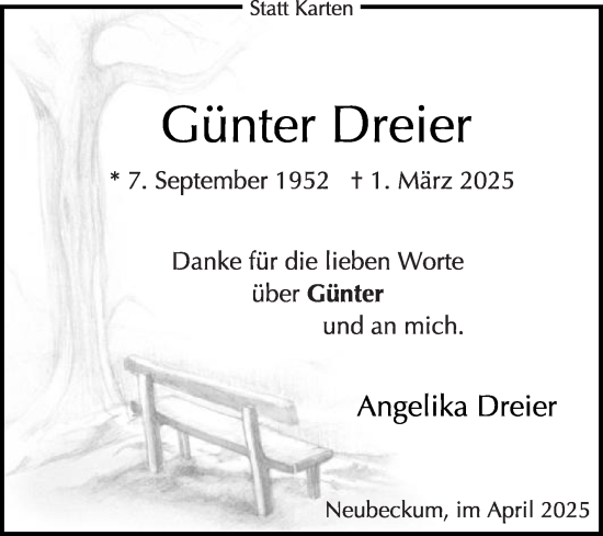 Traueranzeige von Günter Dreier von Die Glocke