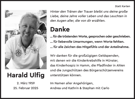 Traueranzeige von Harald Ulfig von Die Glocke