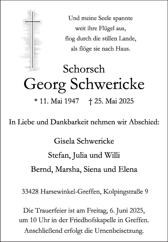 Traueranzeige von Georg Schwericke von Die Glocke