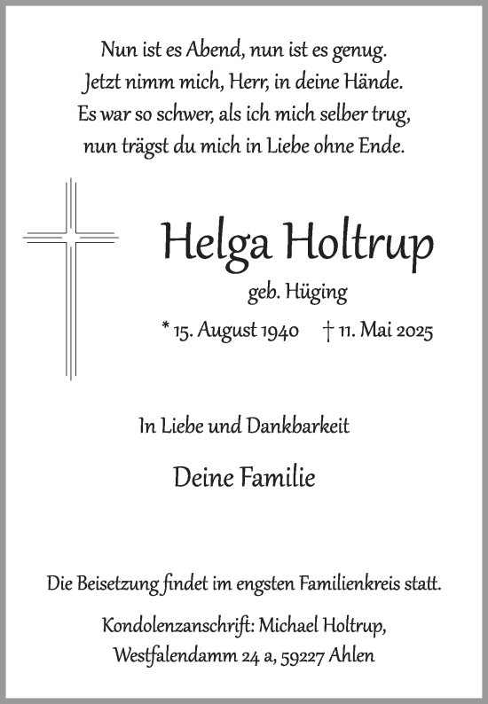 Traueranzeige von Helga Holtrup von Die Glocke