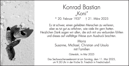 Traueranzeige von Konrad Bastian von Die Glocke