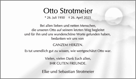 Traueranzeige von Otto Strotmeier von Die Glocke