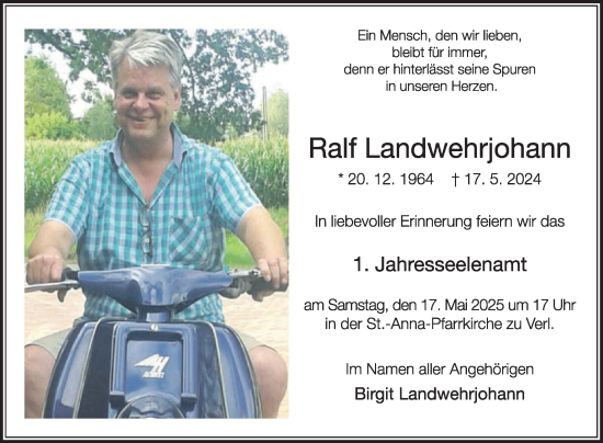 Traueranzeige von Ralf Landwehrjohann von Die Glocke