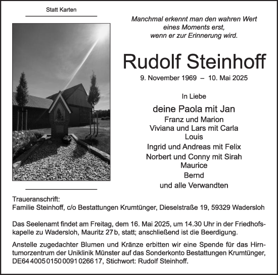 Traueranzeige von Rudolf Steinhoff von Die Glocke