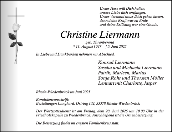 Traueranzeige von Christine Liermann von Die Glocke