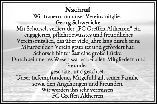Traueranzeige von Georg Schwericke von Die Glocke