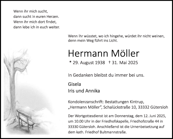 Traueranzeige von Hermann Möller von Die Glocke