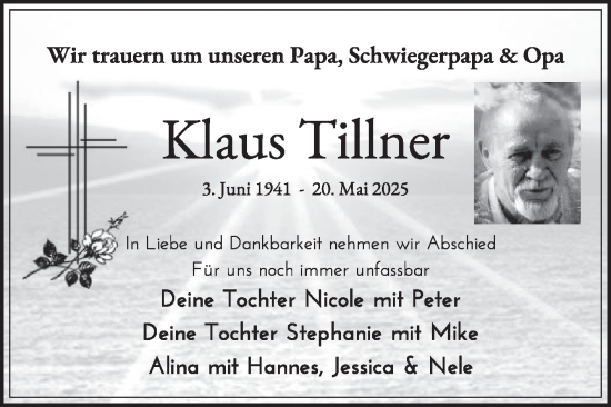Traueranzeige von Klaus Tillner von Die Glocke