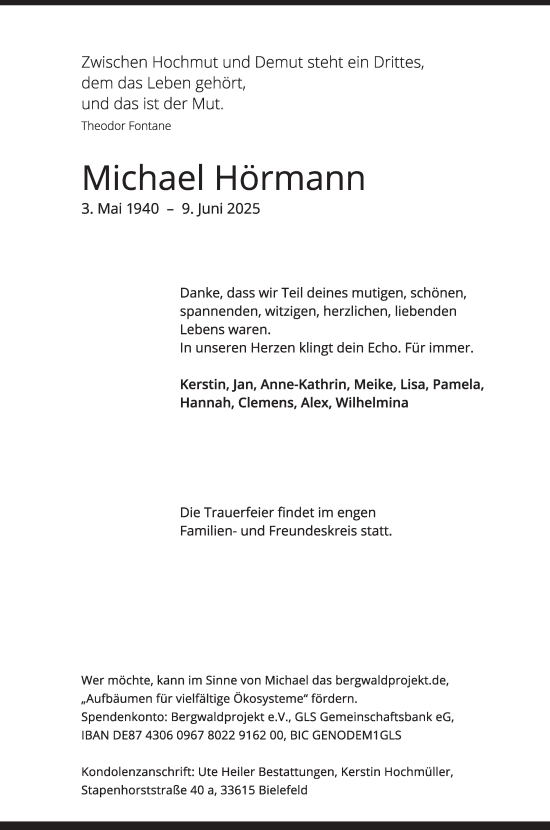 Traueranzeige von Michael Hörmann von Die Glocke