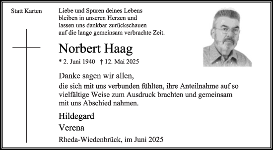 Traueranzeige von Norbert Haag von Die Glocke