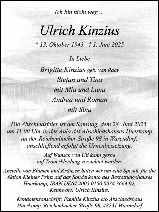 Traueranzeige von Ulrich Kinzius von Die Glocke