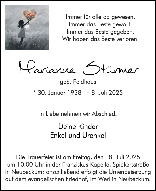 Traueranzeige von Christine Coetumer von Die Glocke