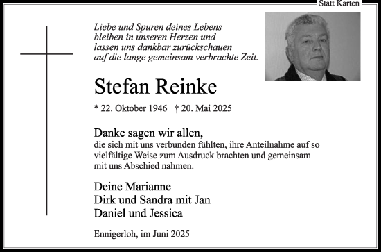 Traueranzeige von Stefan Reinke von Die Glocke
