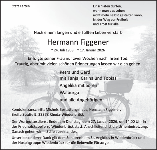 Traueranzeige von Hermann Figgener von Die Glocke