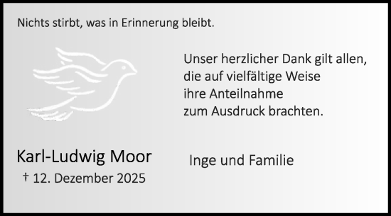Traueranzeige von Karl-Ludwig Moor von Die Glocke