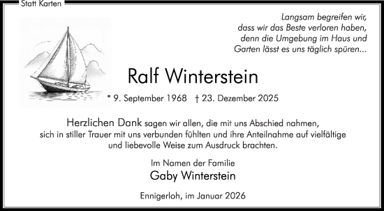 Traueranzeige von Ralf Winterstein von Die Glocke