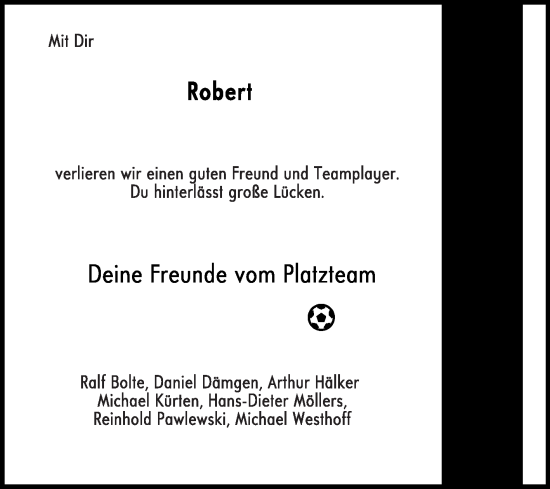 Traueranzeige von Robert  von Die Glocke