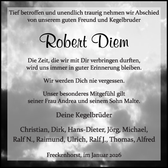 Traueranzeige von Robert Diem von Die Glocke